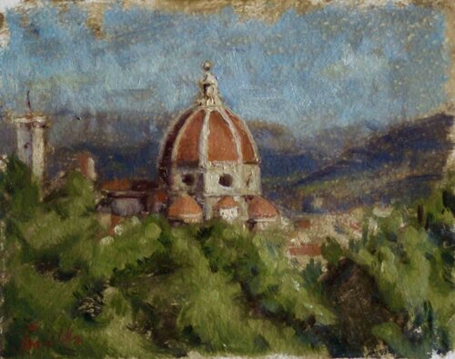 Veduta di Firenze dal giardino delle rose by Marco Fariello, Painting for Sale on Singulart