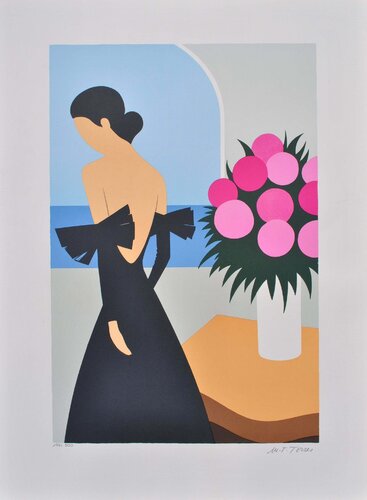 Belle femme de dos nu, Lithographie originale signée van Marie-Theresa Torres, Afdruk te koop op Singulart