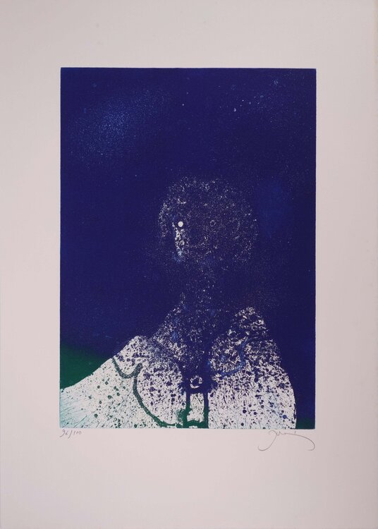 Fellini parmi les étoiles, Gravure originale signée Mario Prassinos
