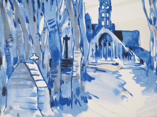 Bretagne, La Chapelle à la Fontaine, c von Mathurin Méheut, Druck kaufen auf Singulart