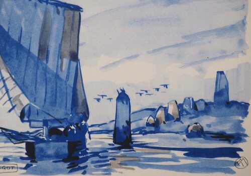 Bretagne, le Sinagot au Cromlec'h, c Mathurin Méheut