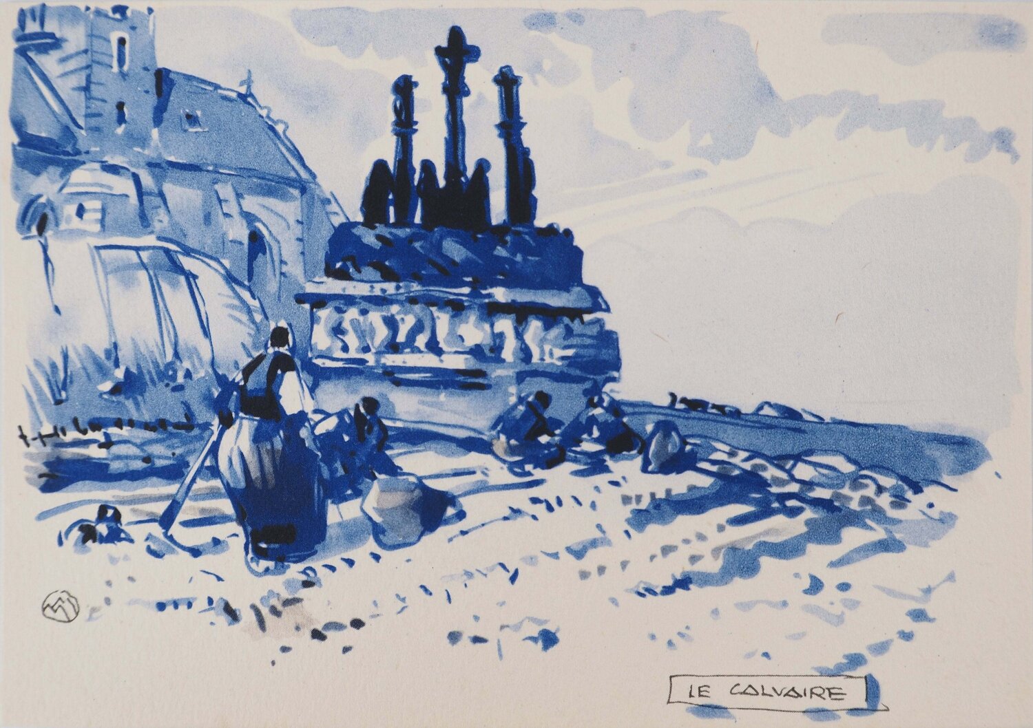 Bretagne, Le Vieux Calvaire, Héliogravure Signée Mathurin Méheut Print for sale