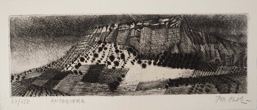 Espagne, Antequera, Gravure originale signée Maurice Chot-Plassot