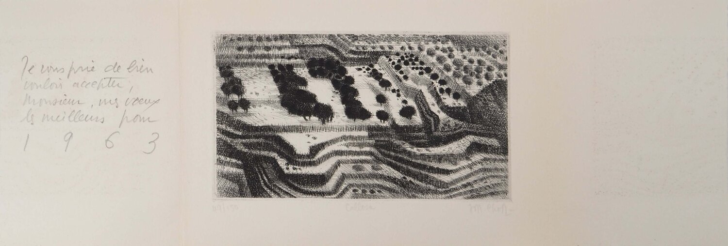 Espagne, Callosa, Gravure originale signée Maurice Chot-Plassot Druck zu verkaufen