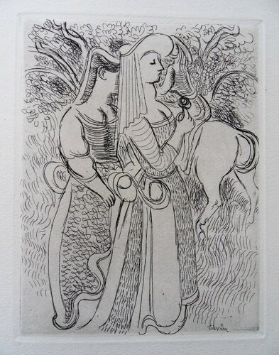 Princesse et sa suivante au jardin by Maurice Savin, 版画 for Sale on Singulart