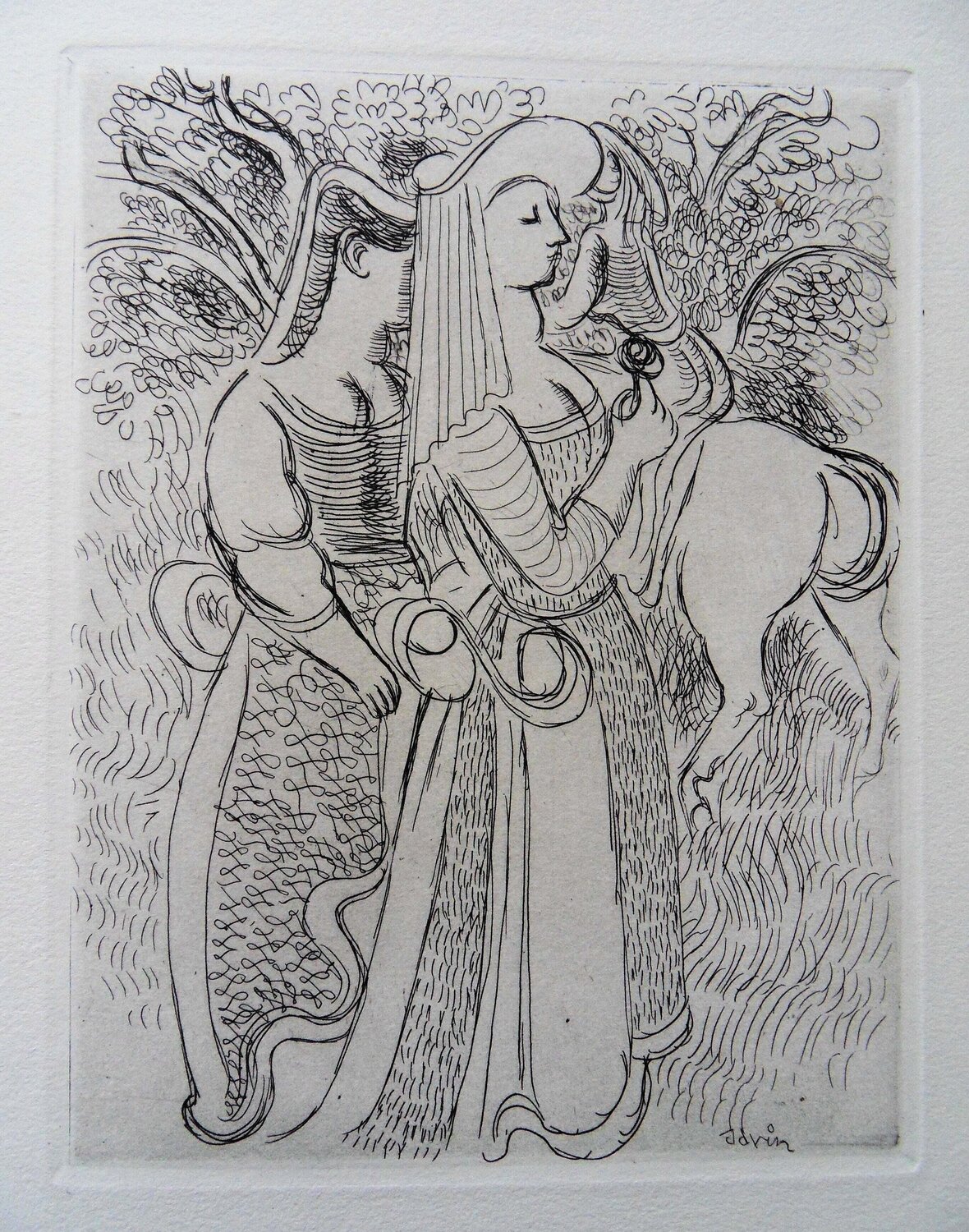 Princesse et sa suivante au jardin Maurice Savin Print for sale