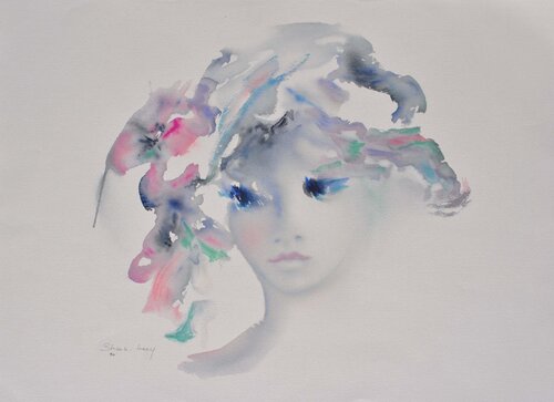 Jeune fille pensive von Merry Shan, Druck kaufen auf Singulart