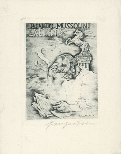 Ex-libris Benito Mussolini (Bookplate of Benito Mussolini) by Michel Fingesten, Print for Sale on Singulart