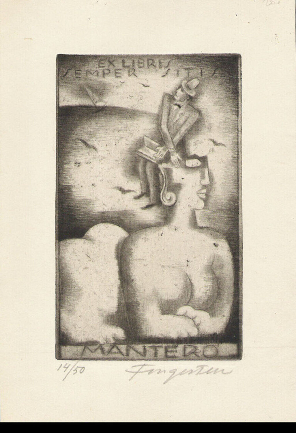Ex Libris Mantero Sempre Sitis Michel Fingesten