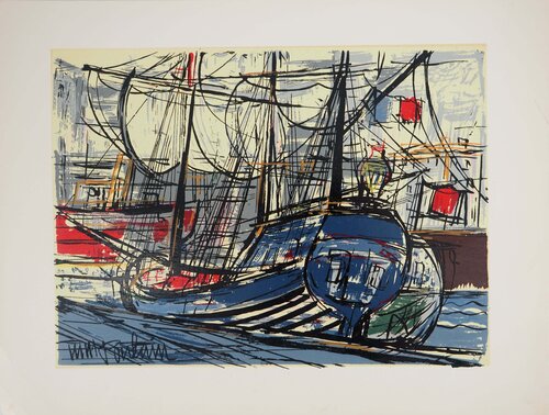Le vieux grément à quai, Sérigraphie originale signée Michel-Marie Poulain