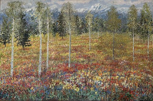 Flowering alpine forest di Michele Cascella, Pittura in vendita su Singulart