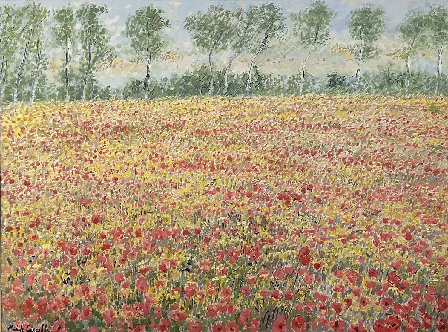 A meadow of spring flowers and poppies Michele Cascella Originalgemälde zu verkaufen