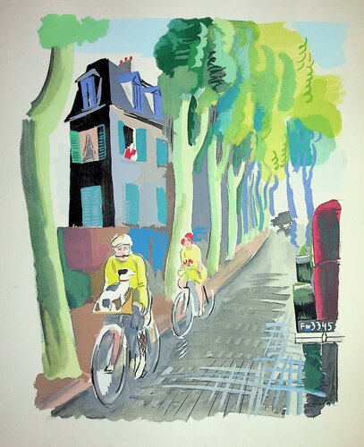 Vélo, les cyclistes, Lithographie originale signée par Milivoj Uzelac, Édition en vente sur Singulart