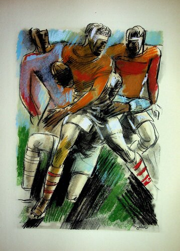 Rugby : la mêlée de Milivoj Uzelac, Impresión a la venta en Singulart