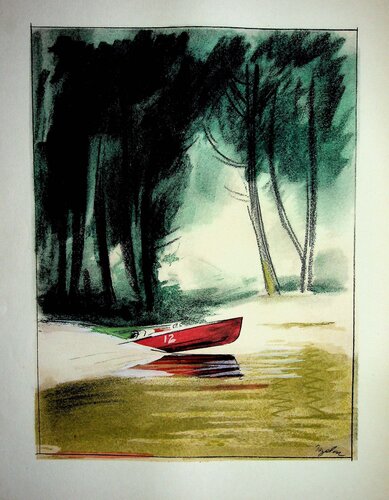 Bateau, le Hors Bord, Lithographie originale signée par Milivoj Uzelac, Édition en vente sur Singulart