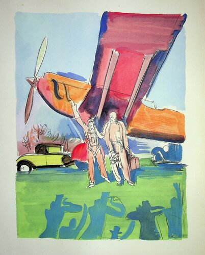 Aviation, Baptême de l’air, Lithographie originale signée par Milivoj Uzelac, Édition en vente sur Singulart
