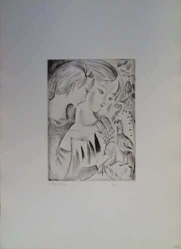 Fillettes au perroquet, Gravure originale signée di Mily Possoz, Stampa in vendita su Singulart