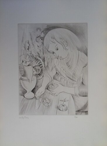 Jeune-fille aux mandarines, Gravure originale signée di Mily Possoz, Stampa in vendita su Singulart