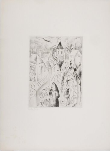 L’église de Fontenay, Gravure originale signée di Mily Possoz, Stampa in vendita su Singulart