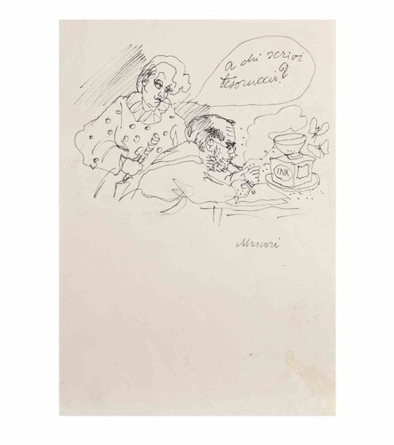 A Chi Scrivi, Tesoruccio? (Who are you writing to, darling?) di Mino Maccari, Opera su carta in vendita su Singulart