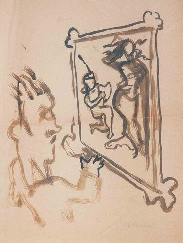 The Painter and the Painting van Mino Maccari, Werk op papier te koop op Singulart