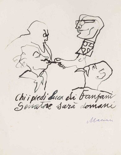 Chi i Piedi Lecca di Fanfani Senatore sarà Domani by Mino Maccari, Work on Paper for Sale on Singulart