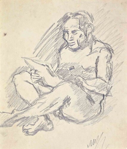 Reclined Male Nude van Mino Maccari, Werk op papier te koop op Singulart
