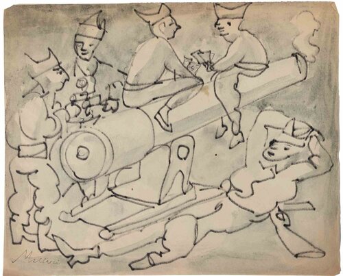  Soldiers par Mino Maccari, Œuvre sur papier en vente sur Singulart