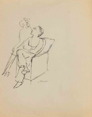 The Couple by Mino Maccari, Work on Paper for Sale on Singulart