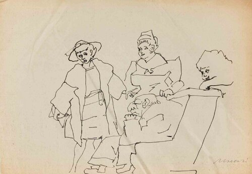 Father and Daughters van Mino Maccari, Werk op papier te koop op Singulart