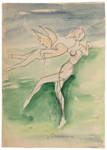 The Kiss of the Angel by Mino Maccari, Work on Paper for Sale on Singulart