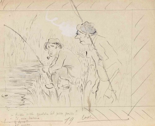  The Fishermen par Mino Maccari, Œuvre sur papier en vente sur Singulart