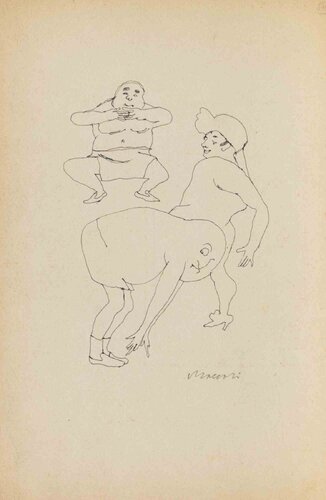  The Time of Gymnastics par Mino Maccari, Œuvre sur papier en vente sur Singulart