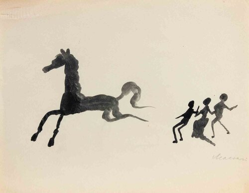 The Runaway Horse by Mino Maccari, 종이 for Sale on Singulart