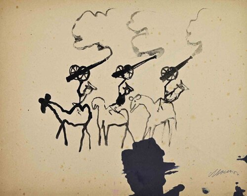 Cannons and War van Mino Maccari, Werk op papier te koop op Singulart