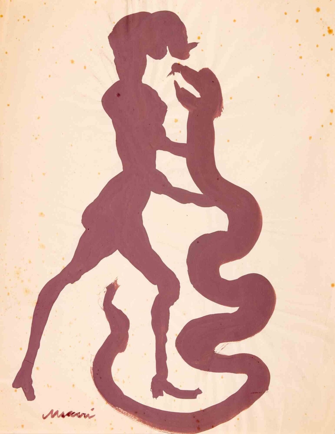Eve and the Serpent Mino Maccari Opera su carta in vendita