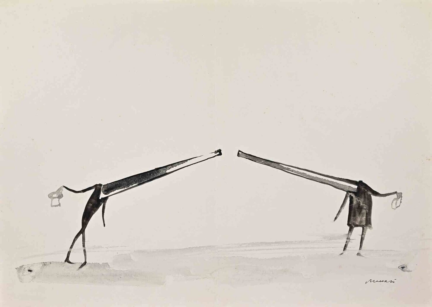 The Duel Mino Maccari Werk auf Papier zu verkaufen