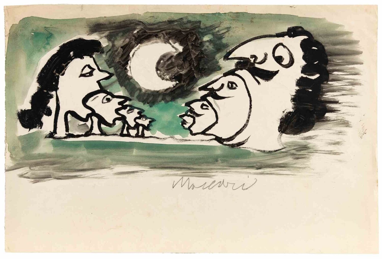  Lunar Landscape Mino Maccari Opera su carta in vendita