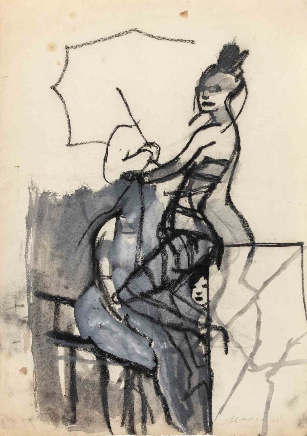  Figures Mino Maccari Werk op papier te koop