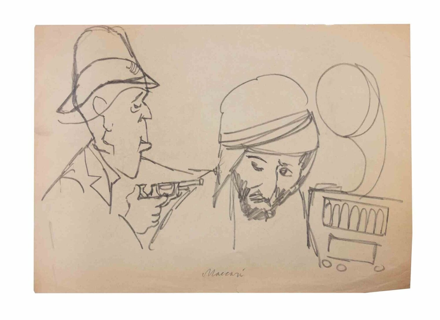 The English Occupation in Arabia Mino Maccari Werk auf Papier zu verkaufen