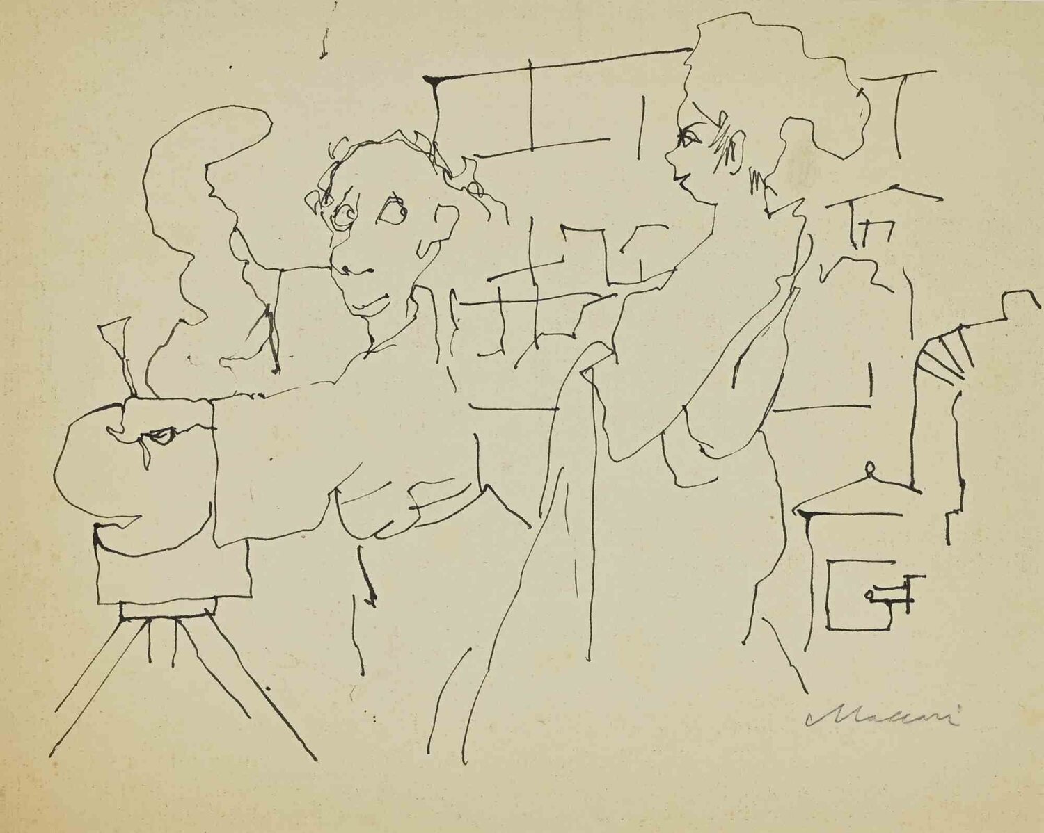 The Sculptor Mino Maccari Opera su carta in vendita
