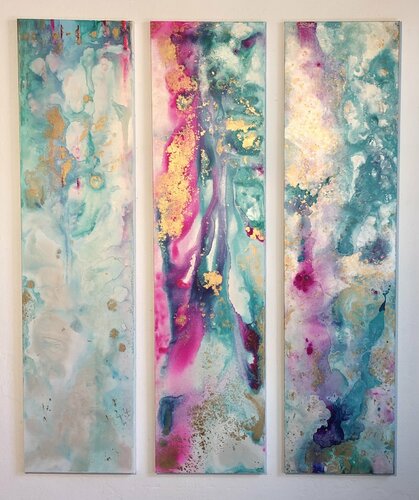 Star Seeds (Tripthychon 3x200x50cm) by Eva Konya, Painting for Sale on Singulart