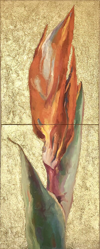 Goddess of Paradise Flower GLITTER Dypthichon by Eva Konya, Painting for Sale on Singulart