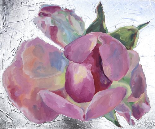 Sweetsoul of Rosebud (Silber) par Eva Konya, Peinture en vente sur Singulart