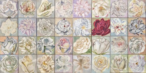 Shades of Love - Composition of 32 Roses pieces by Eva Konya, Painting for Sale on Singulart