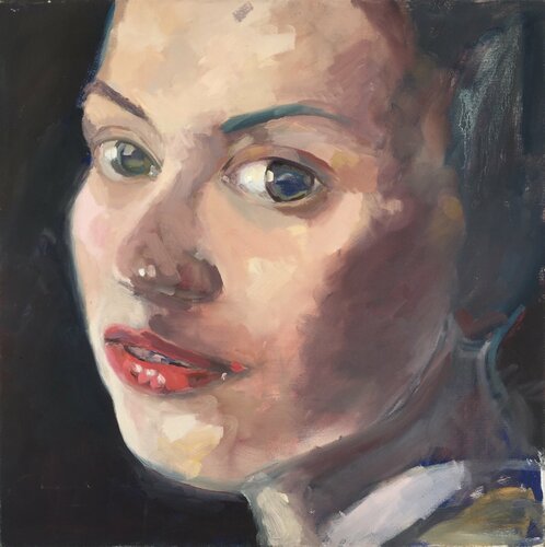 Homage to Vermeer - The Girl with Pearl de Eva Konya, Pintura a la venta en Singulart