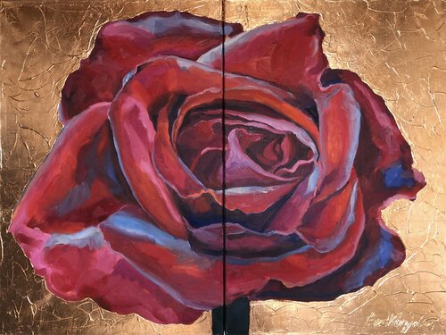 Red Rose - High Energy Passion (COOPER-GOLD Dypthichon) van Eva Konya, Schilderij te koop op Singulart
