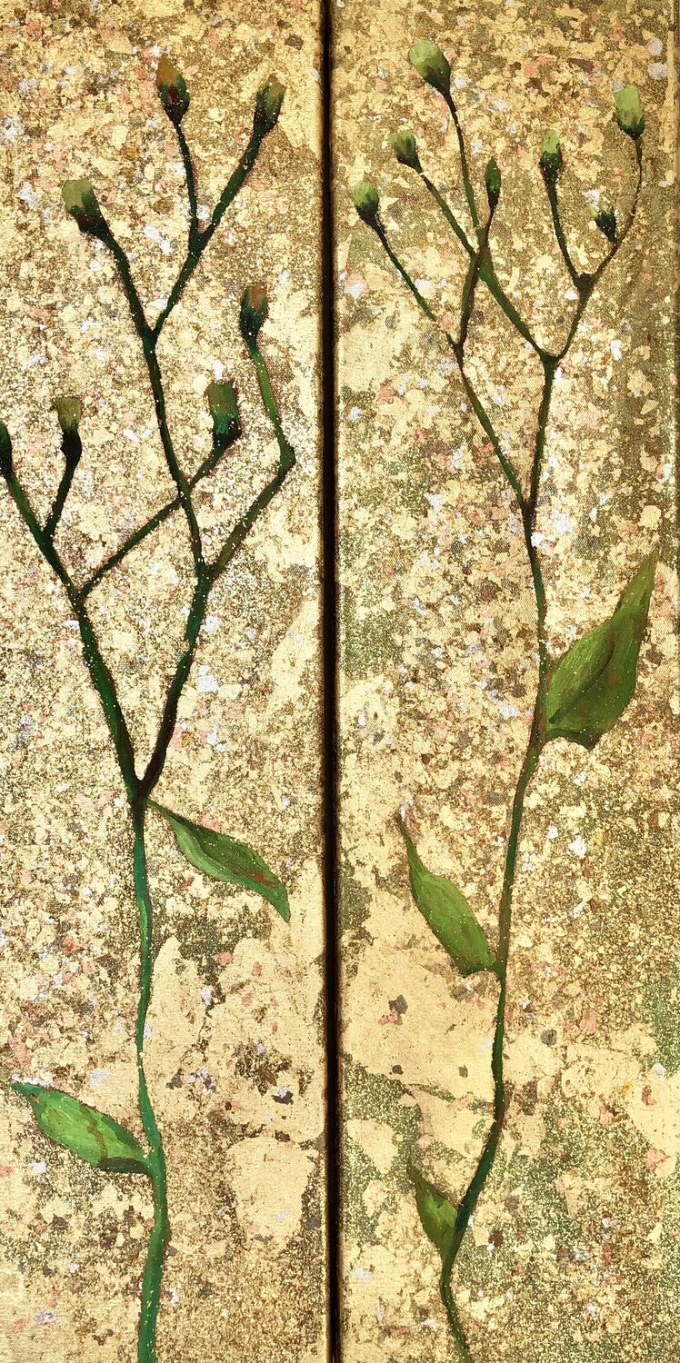 Fairies of Green Flowers GOLD & GLITTER (Trypthicon) Eva Konya