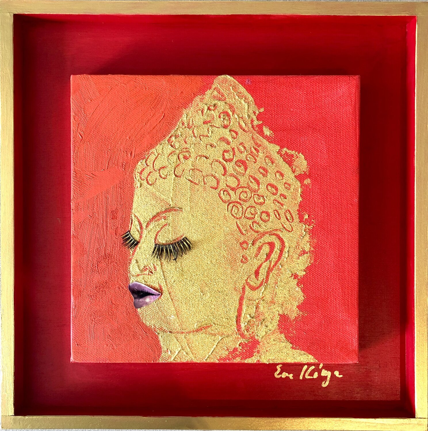 The blissful golden-red Buddha field Eva Konya Originalgemälde zu verkaufen