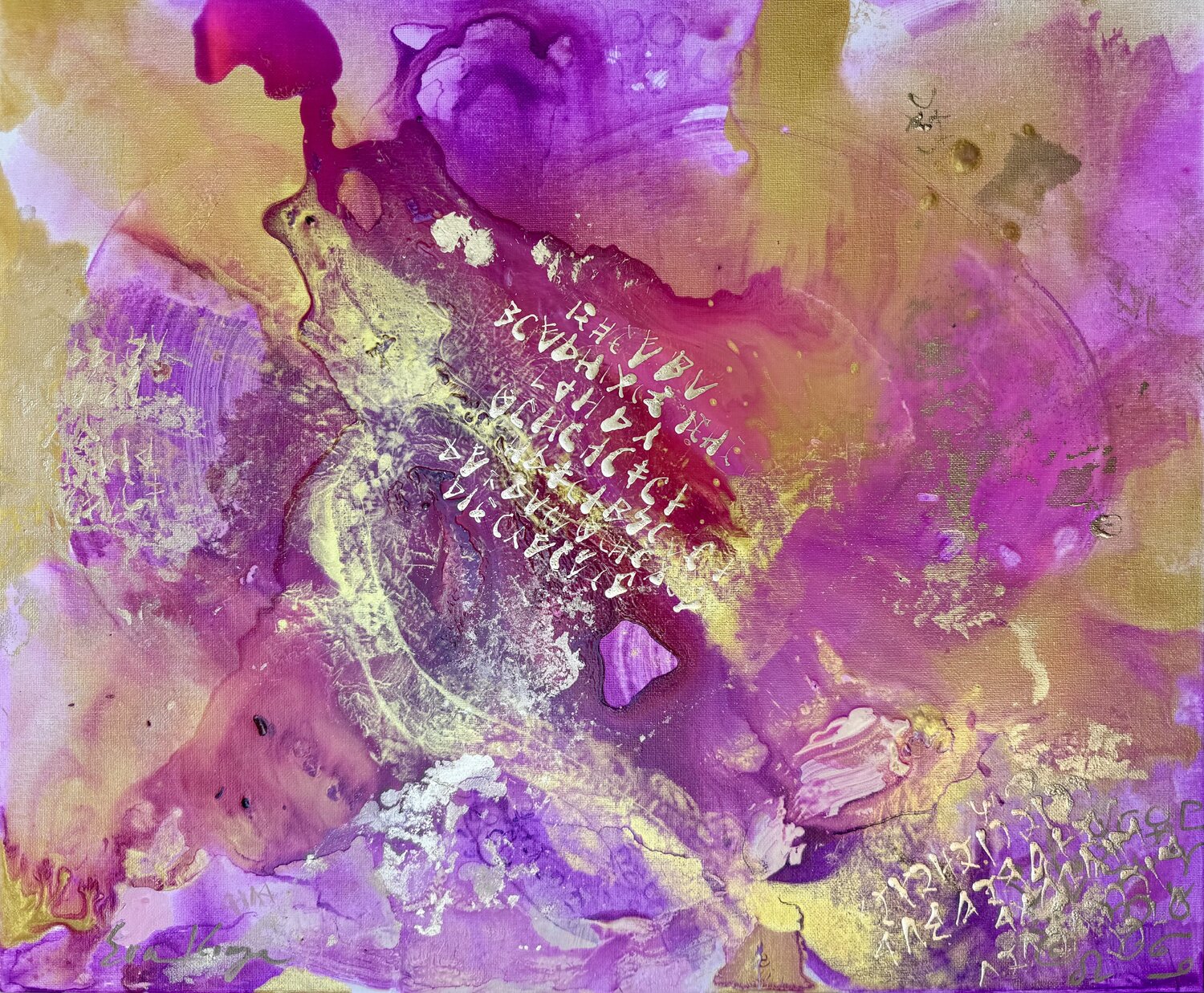 Love of  Electric Violet & Gold Eva Konya Originalgemälde zu verkaufen